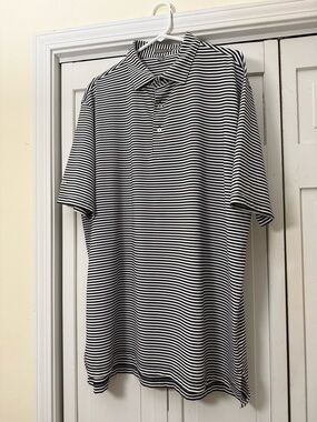 Peter Millar Summer Comfort Performance Striped Polo Black White XL